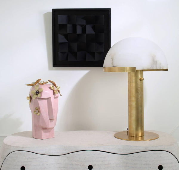 alabaster table lamp bronze gold bedside nightstand living room
