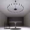 Ligmodern 24 Light Streamlined Round Chandelier 24 Led Bulbs 63 Dia Adjustable Height Black Finish