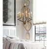 antique gray wash bent wood 6 light chandelier