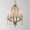 antique gray wash bent wood 6 light chandelier