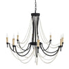 antiqued ivory wood beaded iron chandelier