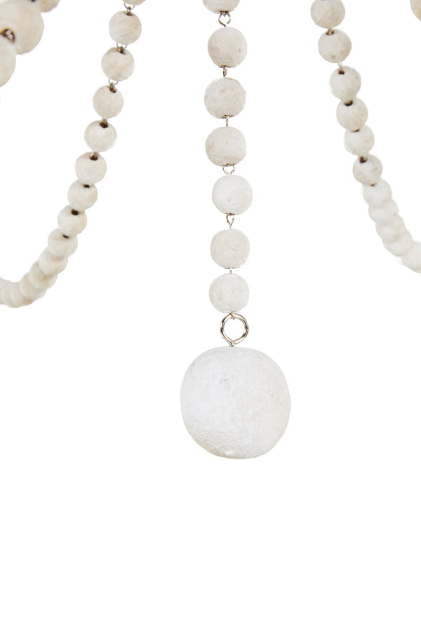 antiqued ivory wood beaded iron chandelier