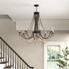 antiqued ivory wood beaded iron chandelier