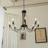 antiqued ivory wood beaded iron chandelier
