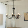 antiqued ivory wood beaded iron chandelier