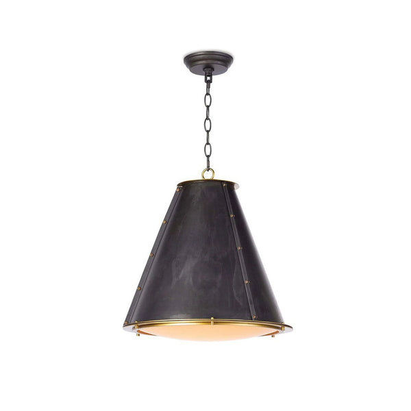antiqued white iron cone pendant light gold interior