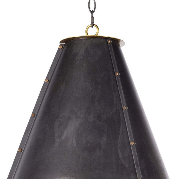 antiqued white iron cone pendant light gold interior