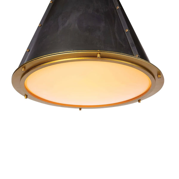 antiqued white iron cone pendant light gold interior