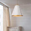 antiqued white iron cone pendant light gold interior