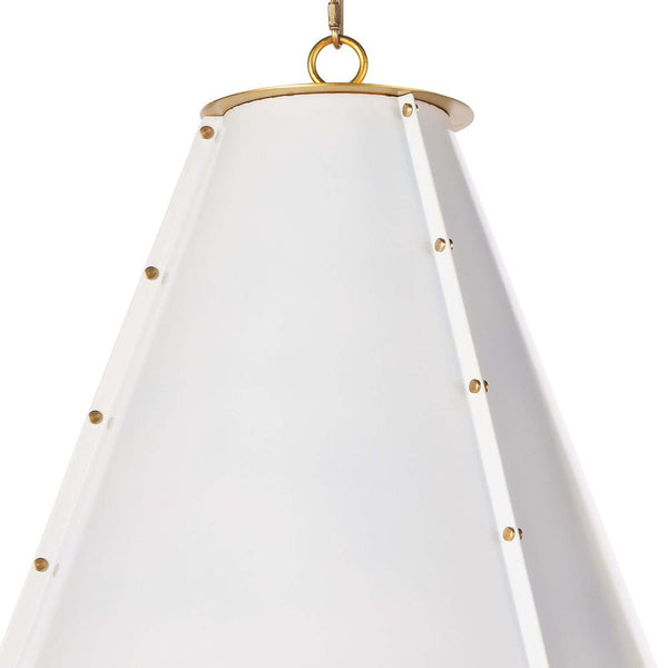 antiqued white iron cone pendant light gold interior