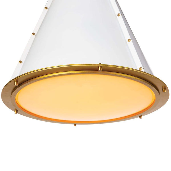 antiqued white iron cone pendant light gold interior