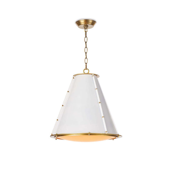 antiqued white iron cone pendant light gold interior