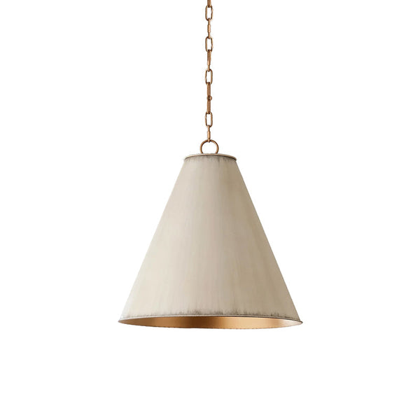 antiqued white iron cone pendant light gold interior