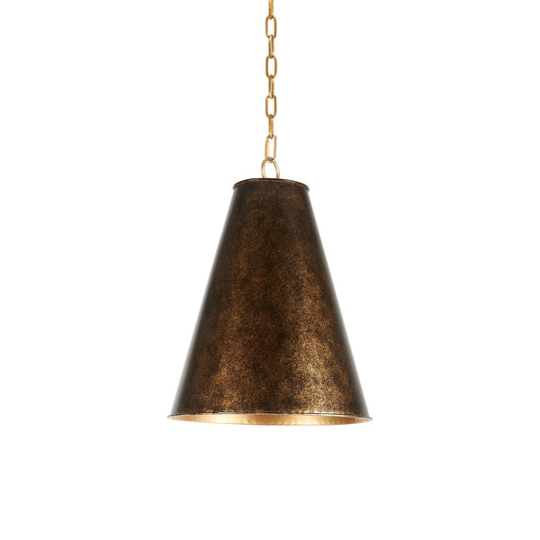 antiqued white iron cone pendant light gold interior