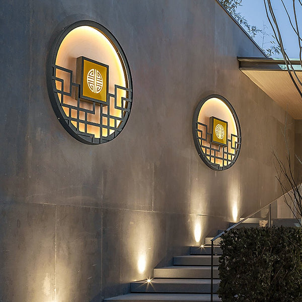 Asian Style Outdoor Led Landscape Decorative Lighting Wall Lamp For Villa Courtyard