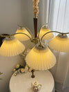beige pleated fabric brass ash wood chandelier