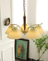 beige pleated fabric brass ash wood chandelier