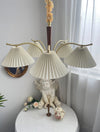 beige pleated fabric brass ash wood chandelier