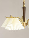 beige pleated fabric brass ash wood chandelier