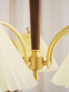 beige pleated fabric brass ash wood chandelier