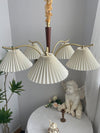 beige pleated fabric brass ash wood chandelier
