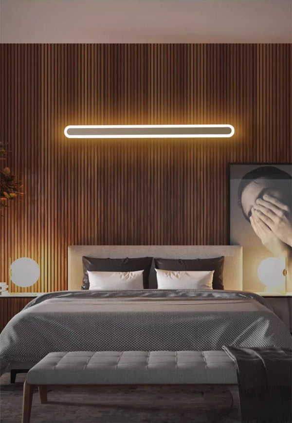 black acrylic iron linear led wall light