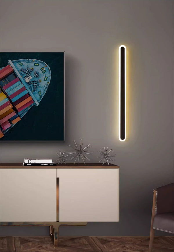 black acrylic iron linear led wall light