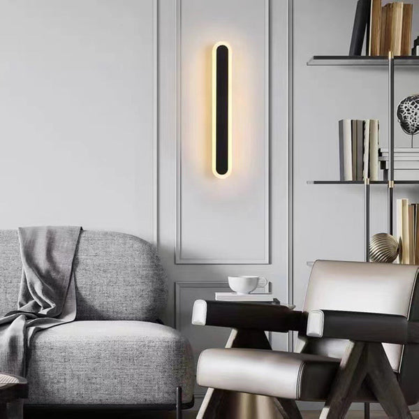 black acrylic iron linear led wall light