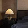 black ceramic table lamp beige fabric shade bedside reading