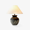 black ceramic table lamp beige fabric shade bedside reading