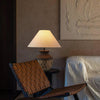 black ceramic table lamp beige fabric shade bedside reading