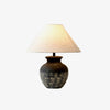 black ceramic table lamp beige fabric shade bedside reading