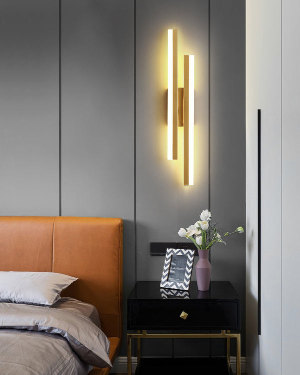 black gold iron acrylic linear led wall light
