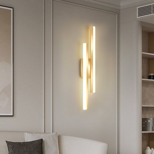 black gold iron acrylic linear led wall light