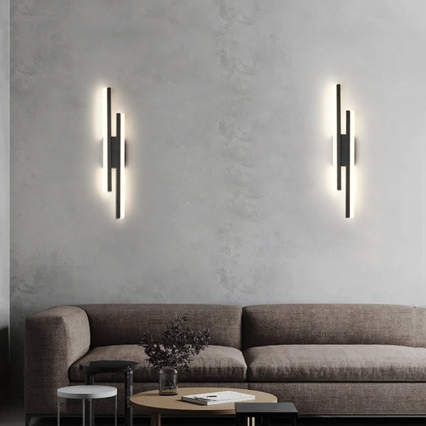 black gold iron acrylic linear led wall light