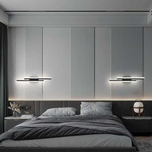 black gold iron acrylic linear led wall light