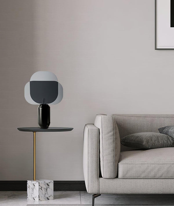 black iron table lamp smoke gray acrylic shade for bedroom office