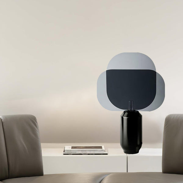 black iron table lamp smoke gray acrylic shade for bedroom office