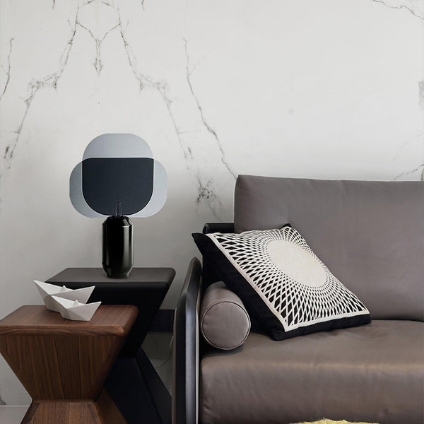 black iron table lamp smoke gray acrylic shade for bedroom office