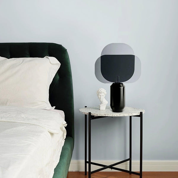 black iron table lamp smoke gray acrylic shade for bedroom office