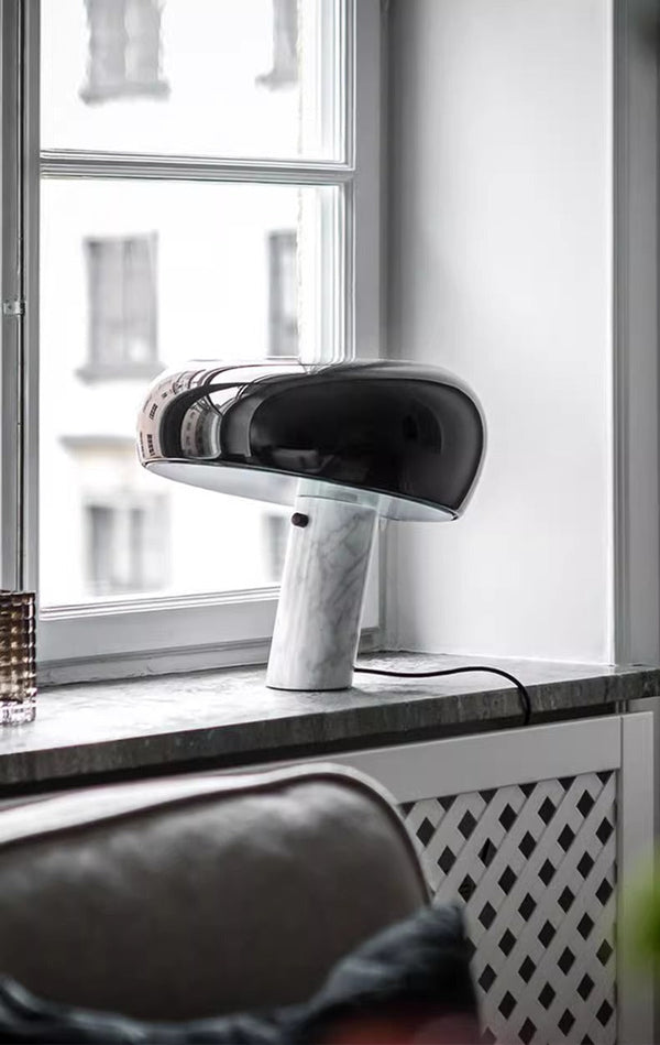 black marble iron hemisphere table lamp