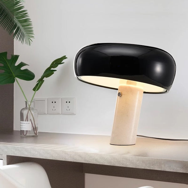black marble iron hemisphere table lamp