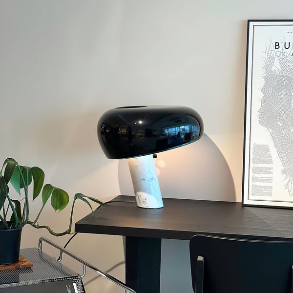 black marble iron hemisphere table lamp