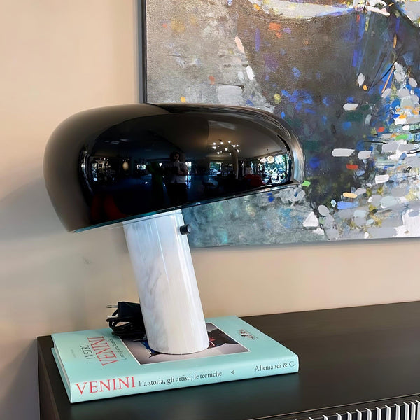 black marble iron hemisphere table lamp