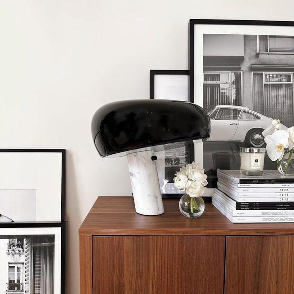 black marble iron hemisphere table lamp