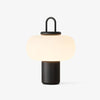 black metal glass table lamp with handle for bedside reading