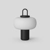 black metal glass table lamp with handle for bedside reading