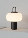 black metal glass table lamp with handle for bedside reading