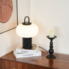 black metal glass table lamp with handle for bedside reading