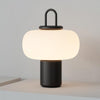 black metal glass table lamp with handle for bedside reading